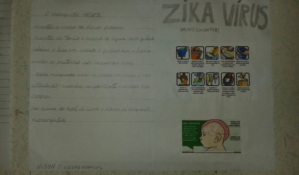 Trabalho ao combate mosquito Zica na escolinha Eja